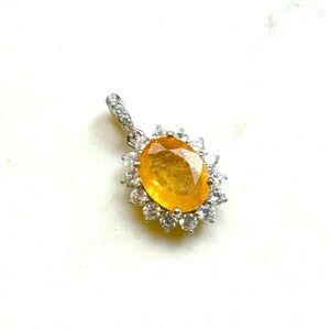 BRAND NEW Yellow Sapphire Pendant, Sterling Silver